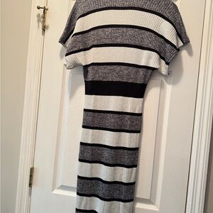 New York & Company Black and Gray Striped Maxi Dress